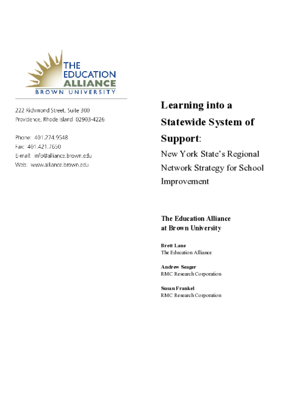 (PDF) Learning into a Statewide System of Support: New York State's ...