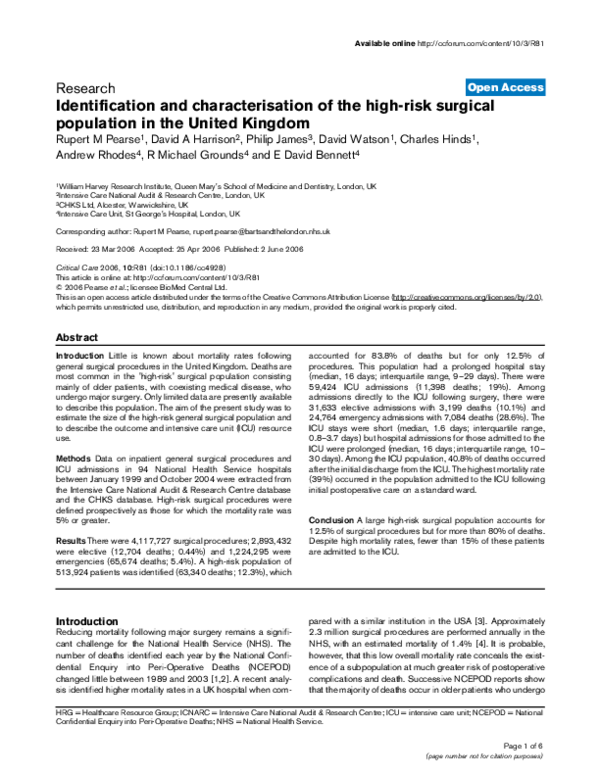 (PDF) Identification and characterisation of the high-risk surgical ...