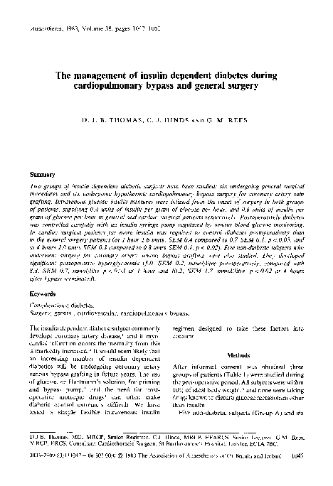 (PDF) The management of insulin dependent diabetes during ...
