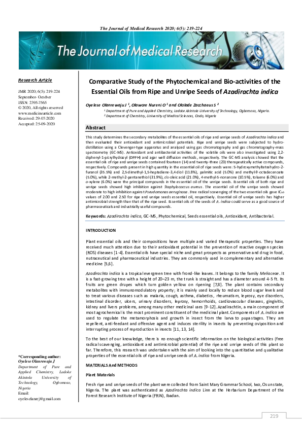 (PDF) Comparative Study of the Phytochemical and Bio-activities of the ...