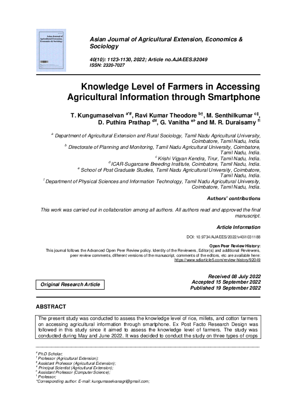 (PDF) Knowledge Level of Farmers in Accessing Agricultural Information ...