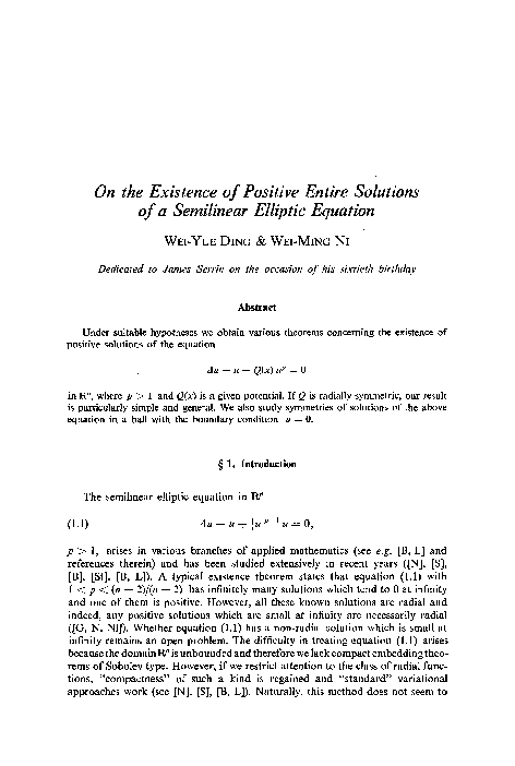 (PDF) On the existence of positive entire solutions of a semilinear ...