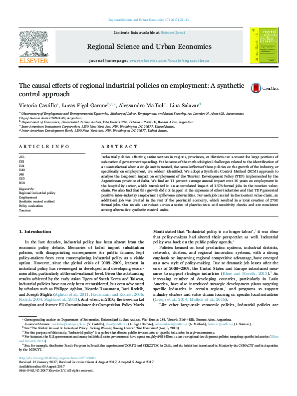 (PDF) The causal effects of regional industrial policies on employment ...