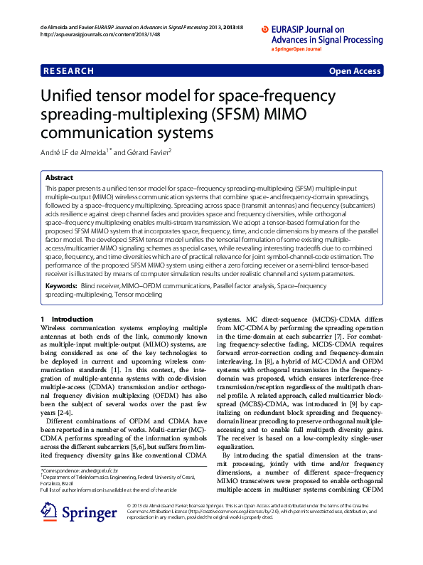 (PDF) Unified tensor model for space-frequency spreading-multiplexing ...