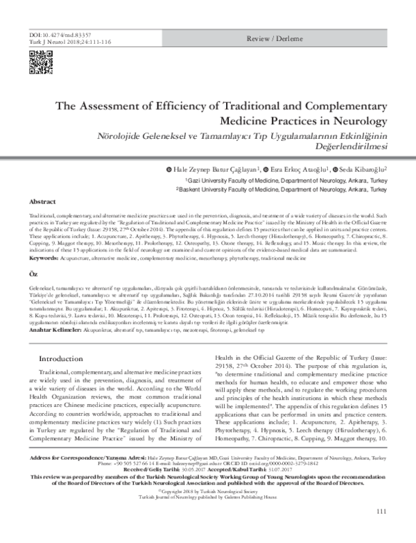 (PDF) The Assesment of Efficacy of Traditional and Complementary ...