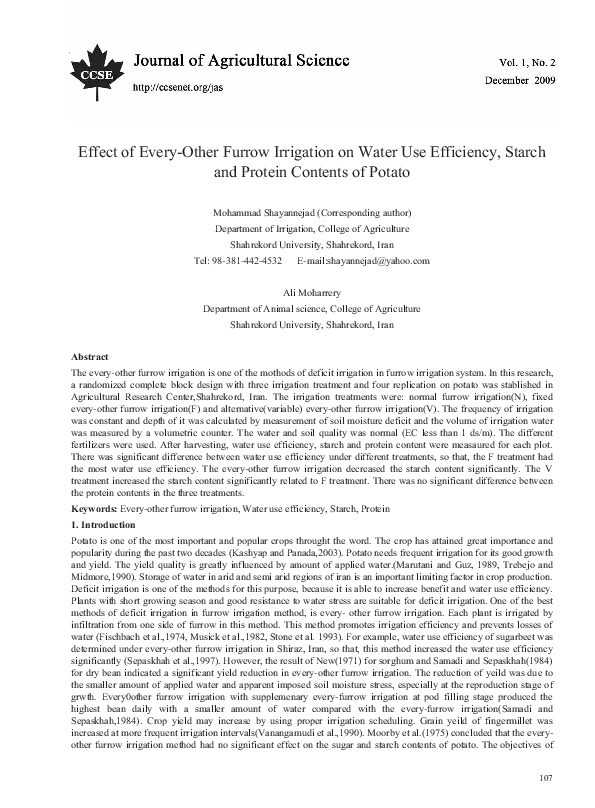 (PDF) Effect of Every-Other Furrow Irrigation on Water Use Efficiency ...