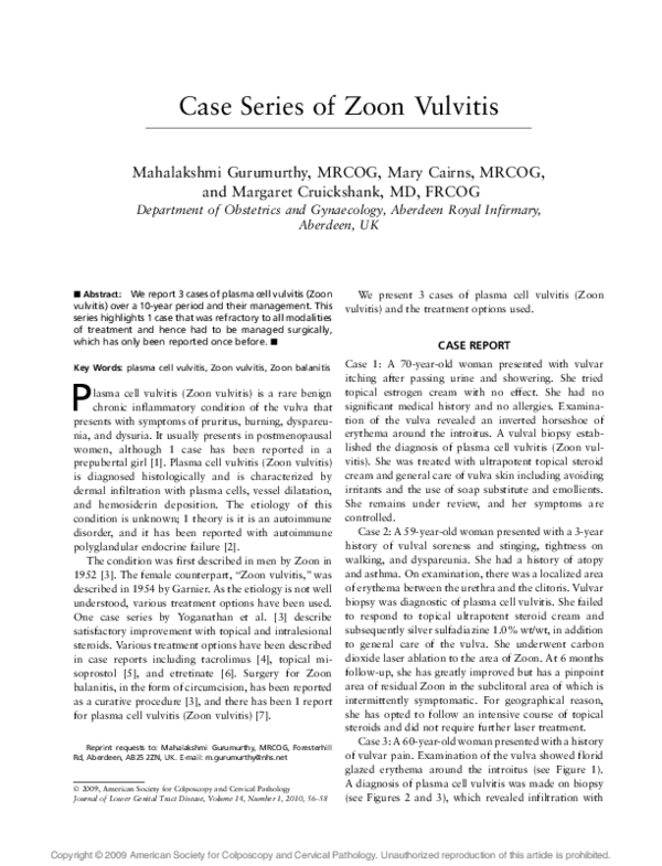 (PDF) Case Series of Zoon Vulvitis