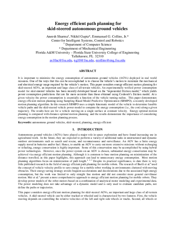 (PDF) Energy efficient path planning for skid-steered autonomous ground ...