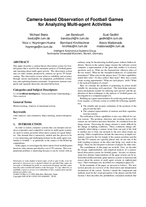 (PDF) Camera-based observation of football games for analyzing multi ...