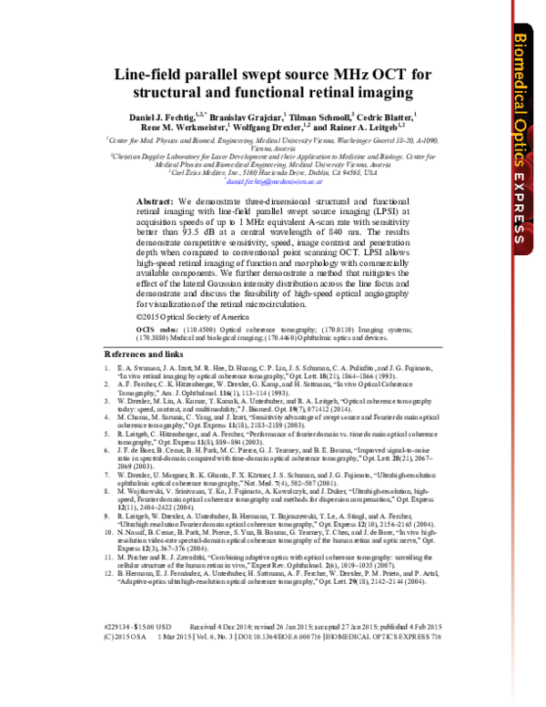 (PDF) Line-field parallel swept source MHz OCT for structural and ...
