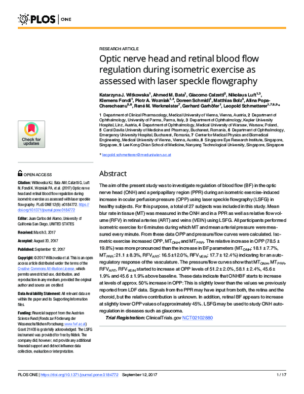(PDF) Optic nerve head and retinal blood flow regulation during ...