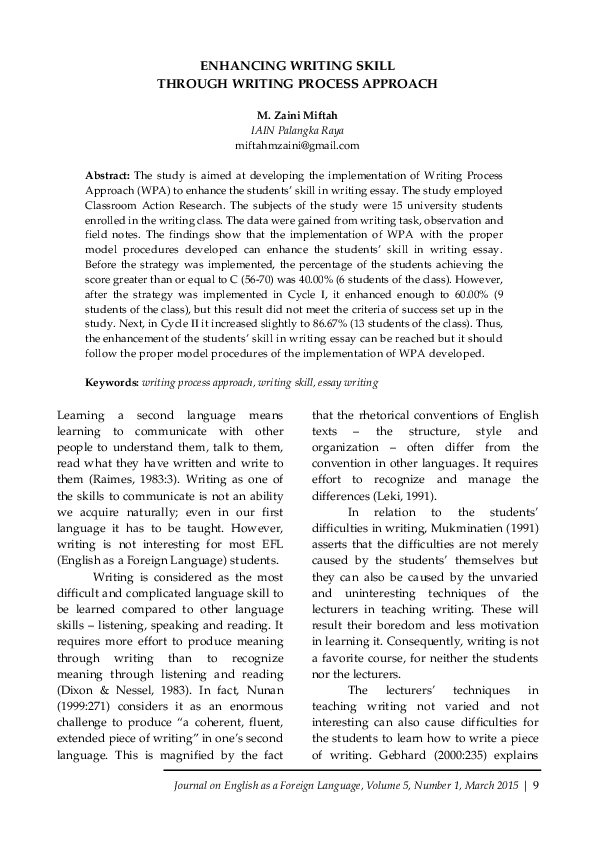 (PDF) Enhancing writing skill through writing process approach