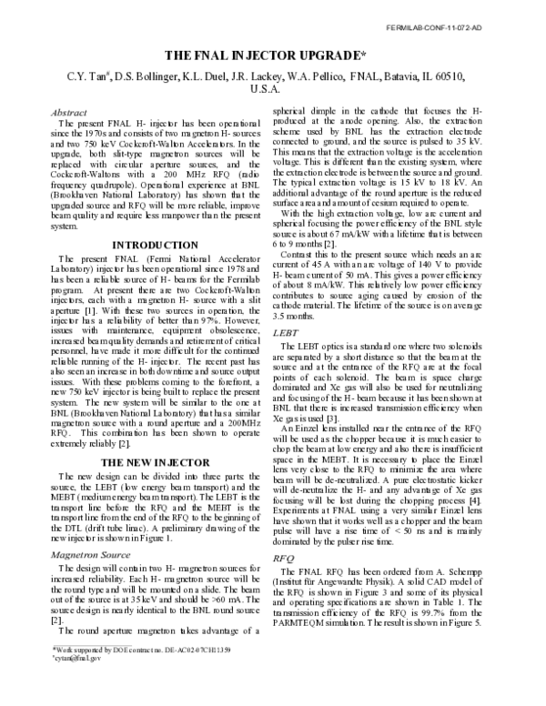 (PDF) The FNAL injector upgrade