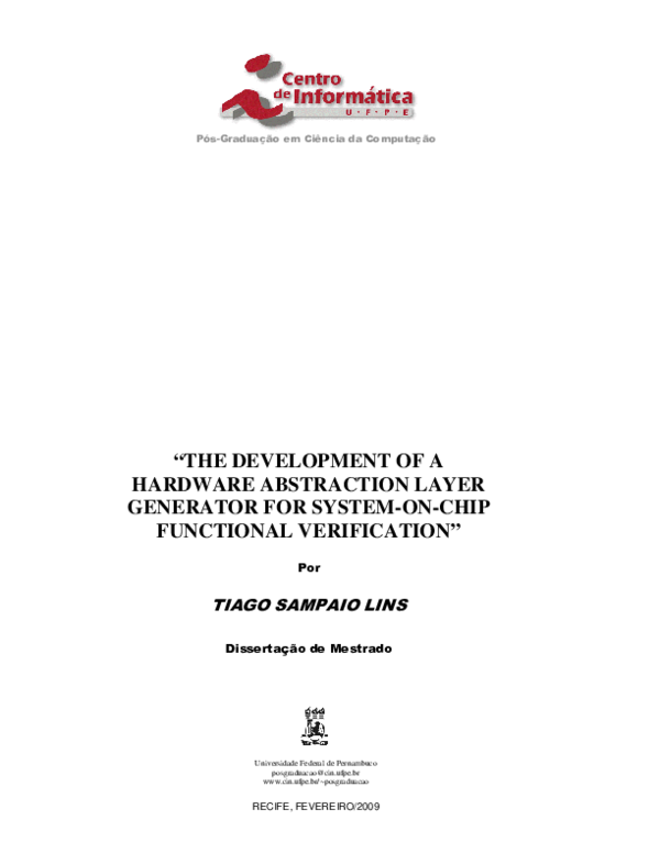 (PDF) The development of a hardware abstraction layer generator for ...