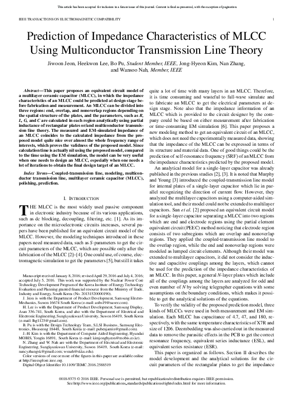 (PDF) Prediction of Impedance Characteristics of MLCC Using ...