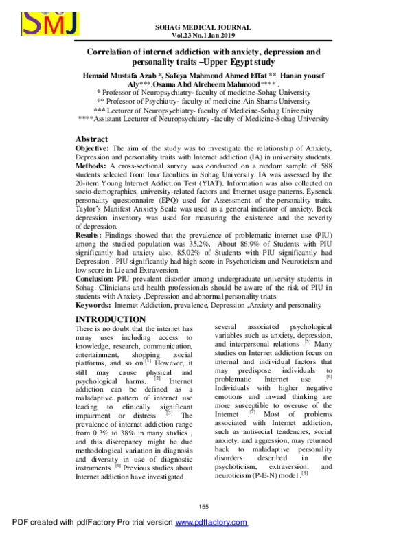 (PDF) The Relationship between Anxiety, Depression, and Problematic ...