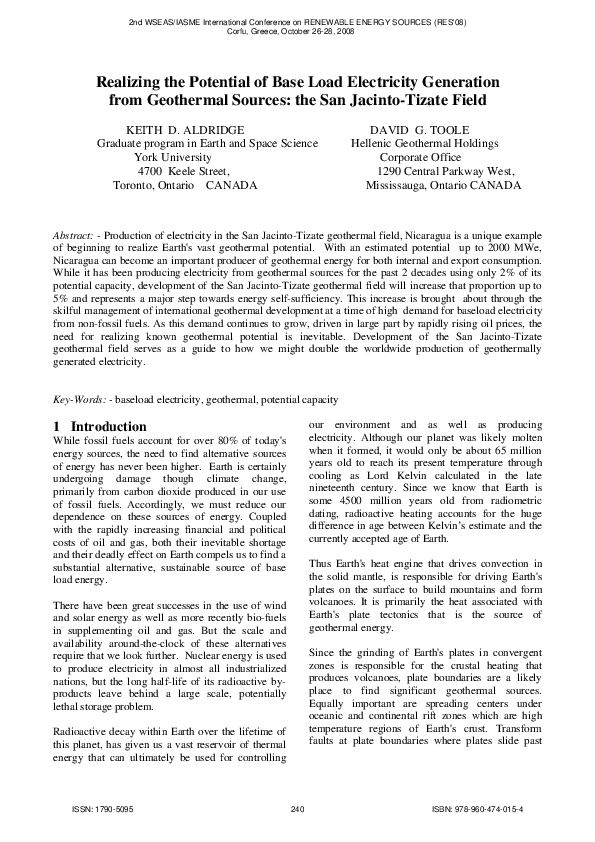 (PDF) Realizing the Potential of Base Load Electricity Generation from ...