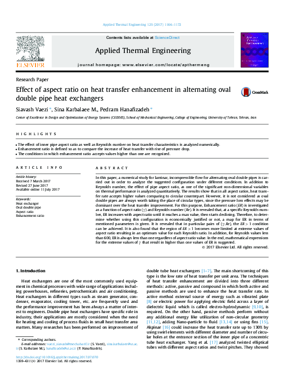 (PDF) Effect of aspect ratio on heat transfer enhancement in ...