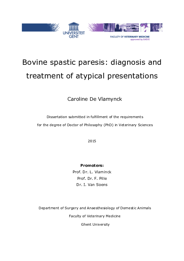 (PDF) Bovine spastic paresis : diagnosis and treatment of atypical ...