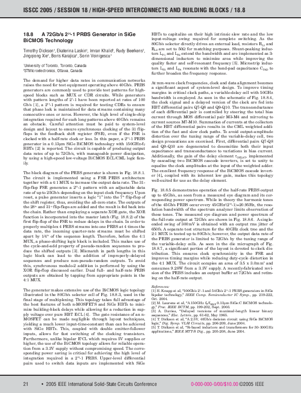 (PDF) Isscc 2005/SESSION 18/HIGH-SPEED Interconnects and Building ...