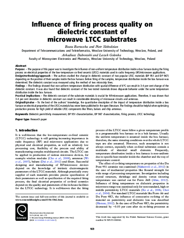 (PDF) Influence of firing process quality on dielectric constant of ...
