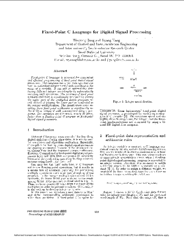 (PDF) Fixed-point C language for digital signal processing
