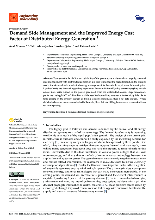 (PDF) Demand Side Management and the Improved Energy Cost Factor of ...