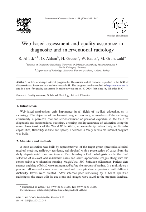 (PDF) Web-based assessment and quality assurance in diagnostic and ...