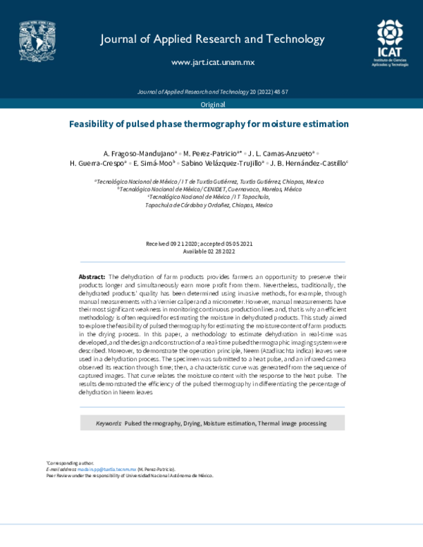 (PDF) Feasibility of Pulsed Thermography for Moisture Estimation