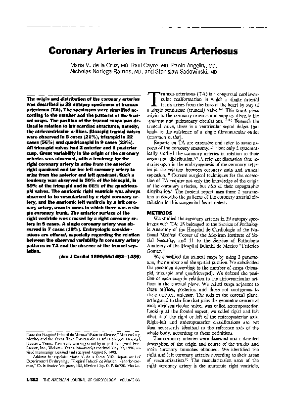 (PDF) Coronary arteries in truncus arteriosus | maria de la cruz ...