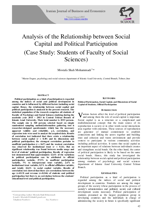(PDF) KEYWORDS Political Participation, Social Capital, and Dimensions ...