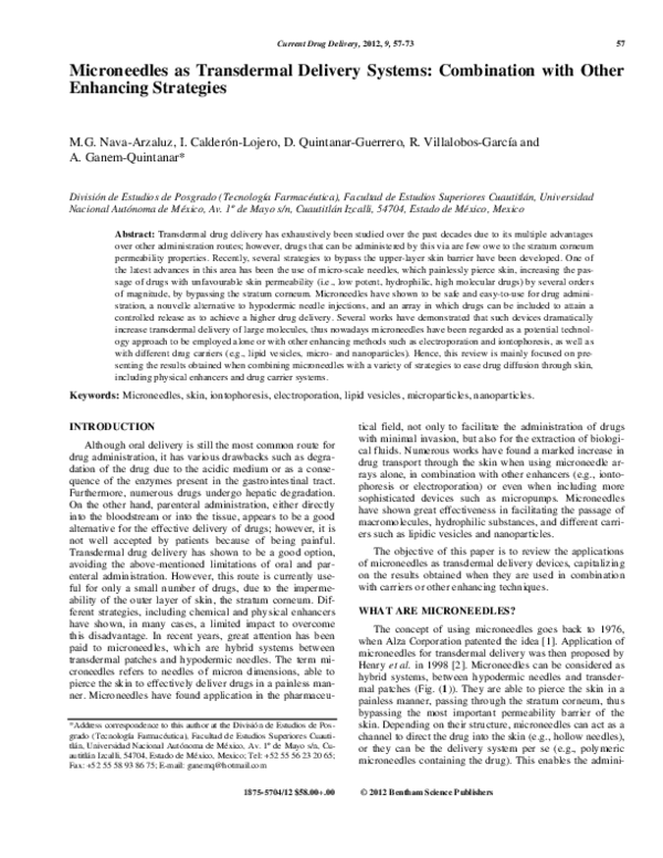 (PDF) Microneedles as Transdermal Delivery Systems: Combination with ...
