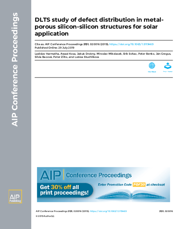 (PDF) DLTS study of defect distribution in metal-porous silicon-silicon ...