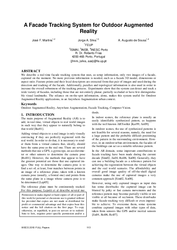 (PDF) A facade tracking system for Outdoor Augmented Reality