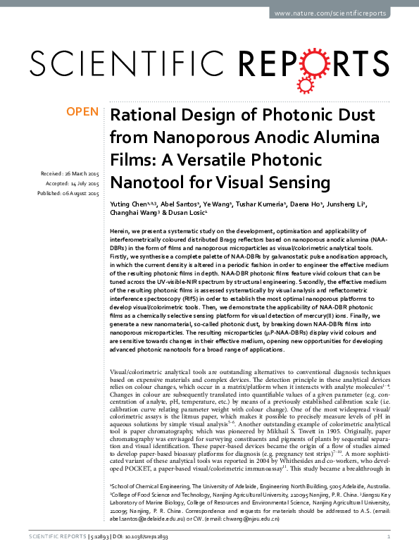(PDF) Rational Design of Photonic Dust from Nanoporous Anodic Alumina ...