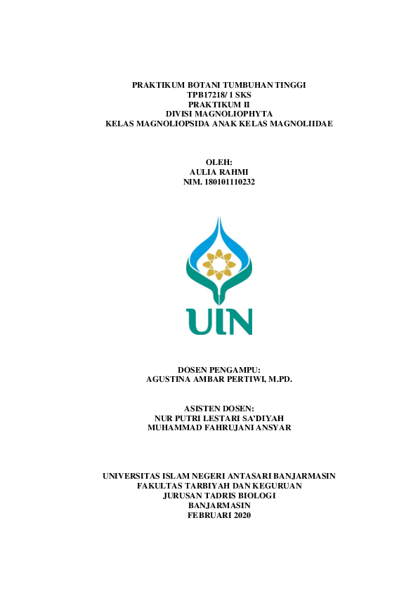(PDF) Praktikum II Divisi Magnoliophyta Kelas Magniliopsida Anak Kelas ...