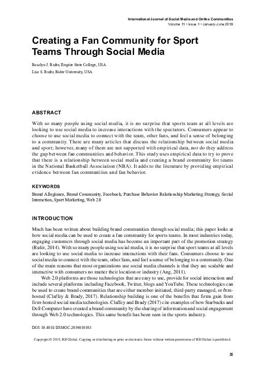 (PDF) Creating a Fan Community for Sport Teams Through Social Media
