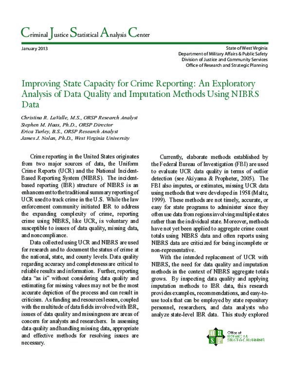 (PDF) Improving State Capacity for Crime Reporting: An Exploratory ...