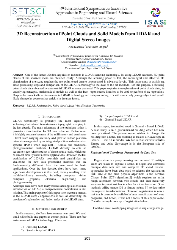 (PDF) 3D Reconstruction of Point Clouds and Solid Models from LiDAR and ...