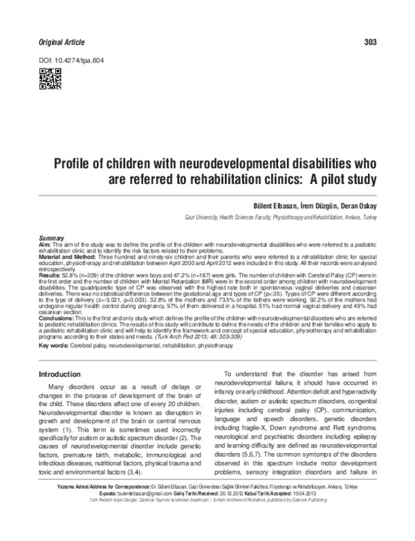 (PDF) Profile of children with neurodevelopmental disabilities who are ...