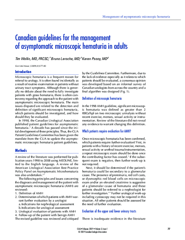 (PDF) Canadian guidelines for the management of asymptomatic ...