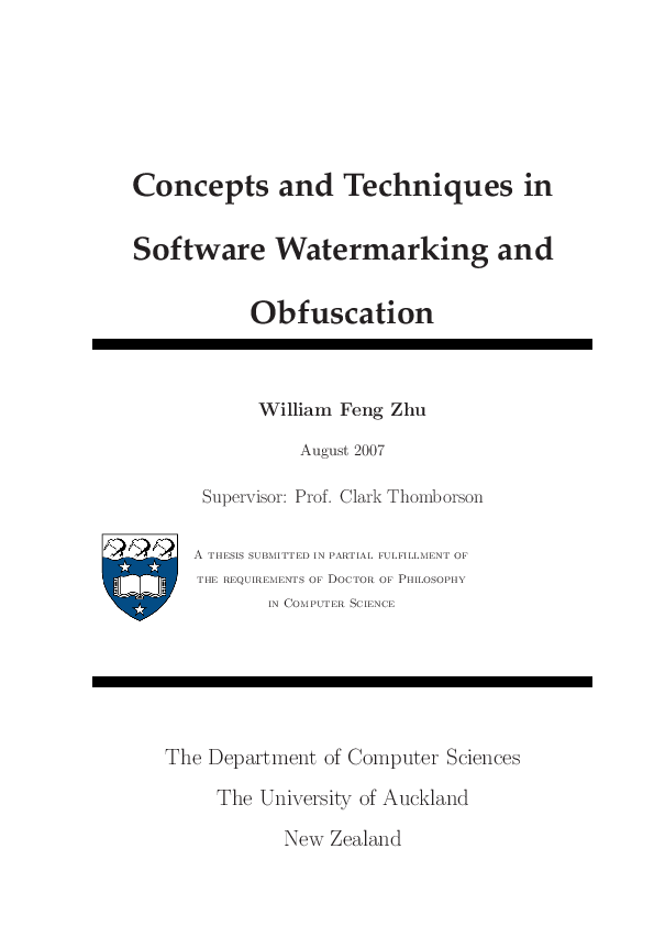 (PDF) Concepts and techniques in software watermarking and obfuscation