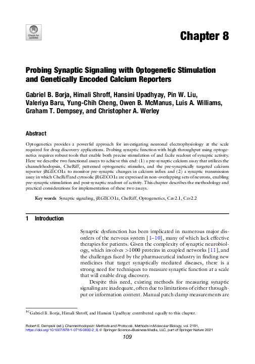 (PDF) Probing Synaptic Signaling with Optogenetic Stimulation and ...