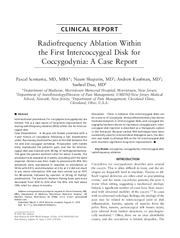 (PDF) Radiofrequency ablation within the first intercoccygeal disk for ...