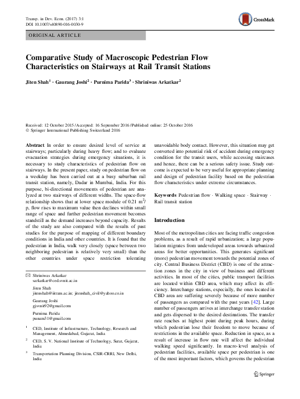 (PDF) Comparative Study of Macroscopic Pedestrian Flow Characteristics ...