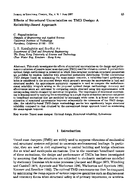 (PDF) Effects of structural uncertainties on TMD design: A reliability ...