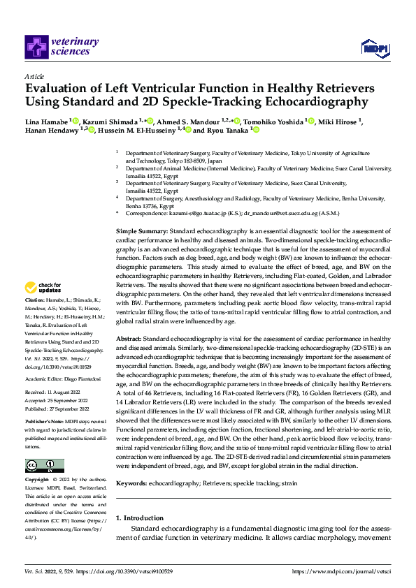 (PDF) Evaluation of Left Ventricular Function in Healthy Retrievers ...