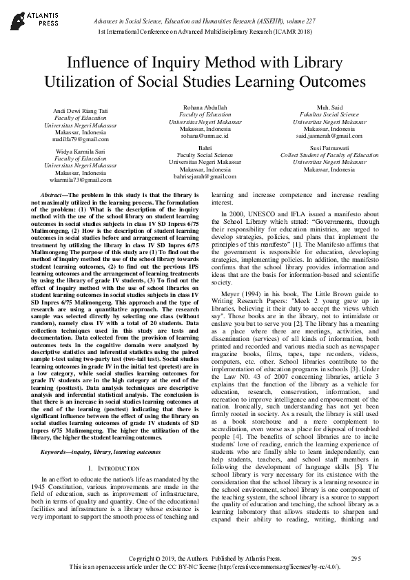 (PDF) Influence of Inquiry Method with Library Utilization of Social ...