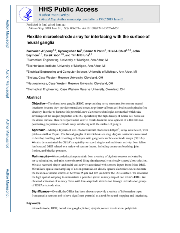 (PDF) Flexible microelectrode array for interfacing with the surface of ...