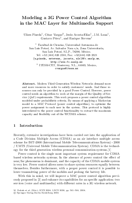 (PDF) Modeling a 3G Power Control Algorithm in the MAC Layer for ...
